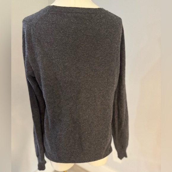 J. Crew Gray and Tan Crew Neck Sweater with French Bulldog Design - Picture 3 of 5